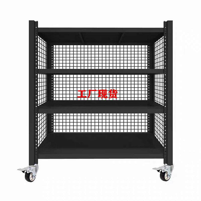 仓储货架多层带轮带网格仓库车间重型移动置物架物料推车储物铁架