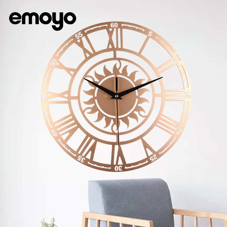 数字壁挂亚克复古力客厅创意 圆形欧式立体时钟装饰罗马挂钟太阳