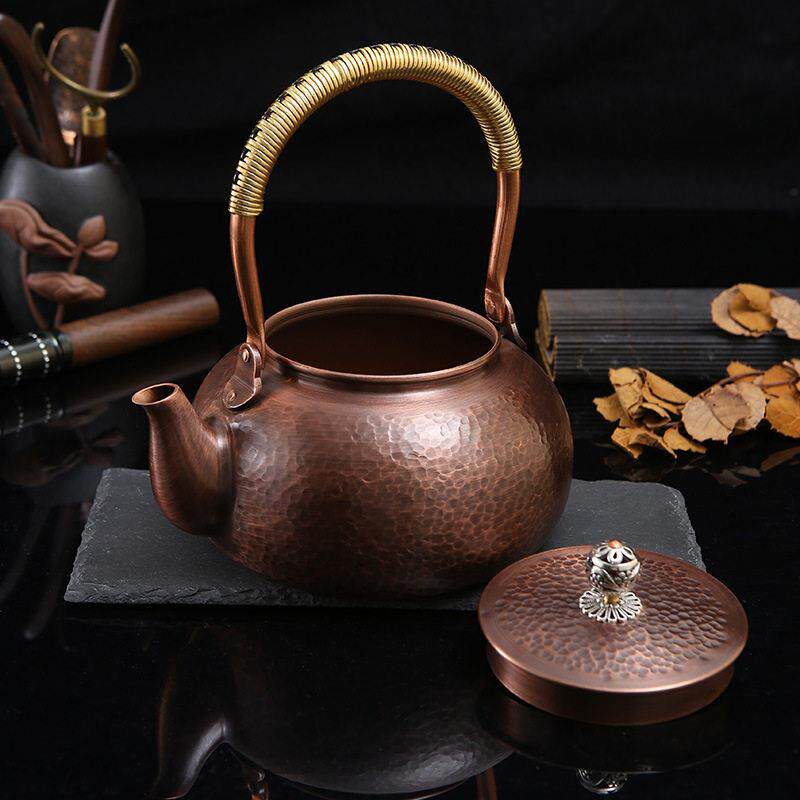 户外铜壶烧水壶黑晶炉煮茶壶泡茶沏茶紫铜壶纯手工大容量家用茶壶