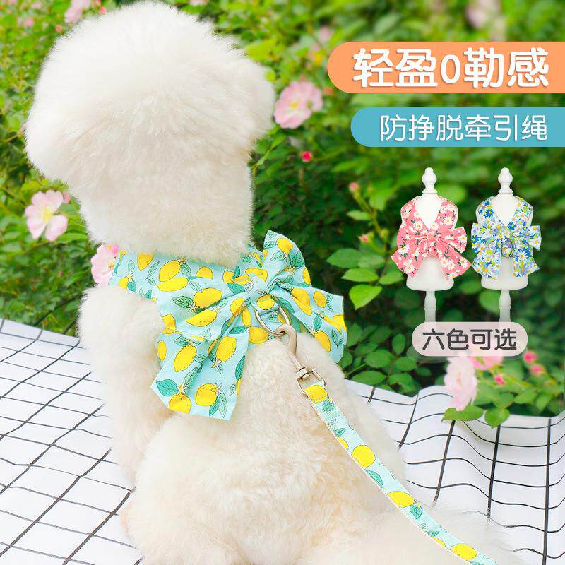 宠物牵引绳狗狗猫咪衣服背心式牵引衣泰迪比熊外出遛狗绳狗胸背带