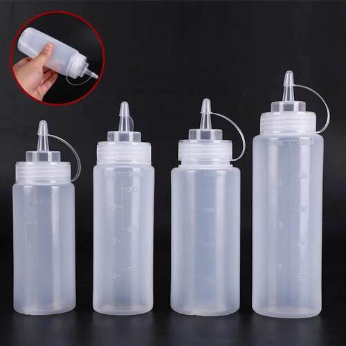 1PC White Plastic Squeeze Bottle With Cap Dispenser Bottle B