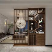 新中式 屏风实木隔断玄关柜客厅入户正对门饭厅镂空遮挡简约博古架