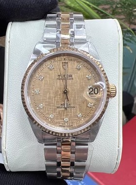 经典款9.8新 帝舵公主系列精钢18K金自动机械表32MM钻石女表72033