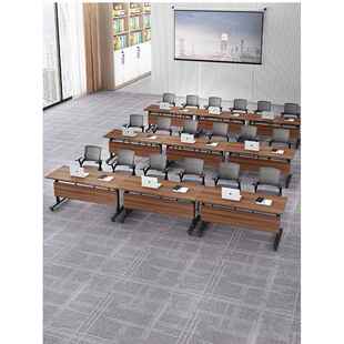 折叠会议桌可移动拼接长条桌简易带轮多功能办公桌培训课桌椅组合