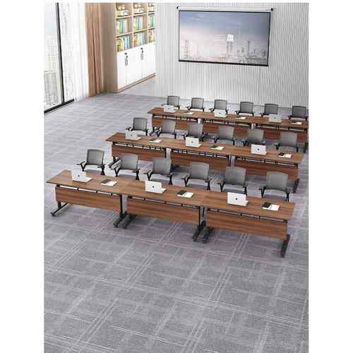 折叠会议桌可移动拼接长条桌简易带轮多功能办公桌培训课桌椅组合