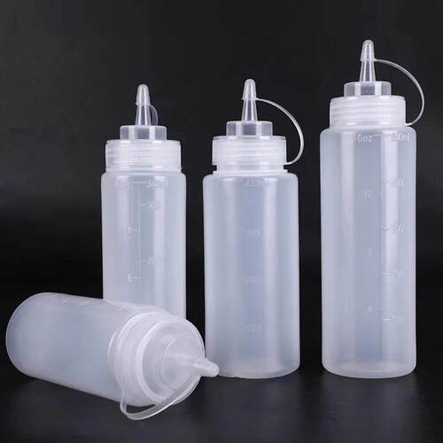 1PC White Plastic Squeeze Bottle With Cap Dispenser Bottle B