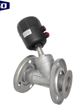 FGO气动角座阀304不锈钢活动法兰款塑料头YJ641F-16P