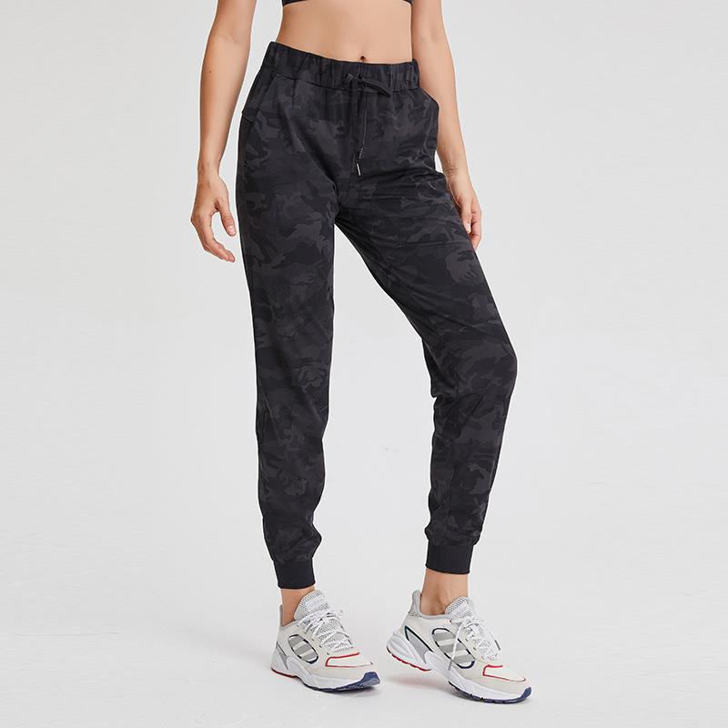 Elastic waist yoga pants simple straight sports casual