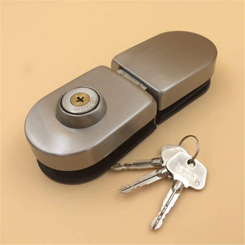 304不锈钢中央锁单门锁双开门锁玻璃门锁推拉玻璃锁双门免开孔