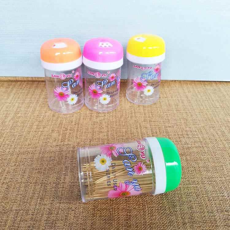 20个更划算三宇2008牙签瓶塑料透明牙签筒家庭餐厅调料罐筒花朵