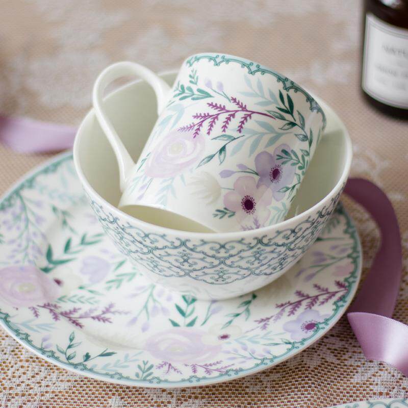 法式水家彩具花朵瓷骨瓷餐碗碟盘子菜盘甜品盘牛KHP排盘用陶餐具