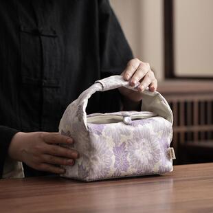 古风织锦旅行茶具收纳包袋家用快客杯便携一壶四杯大号茶壶收纳袋