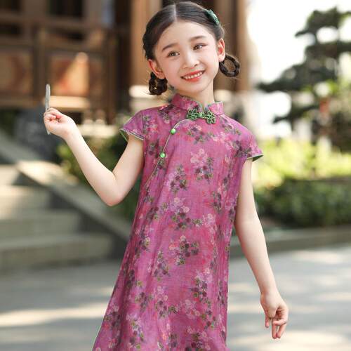 高档女童旗演袍裙夏季新洋中式改良儿童中国风小女孩装礼出服表演