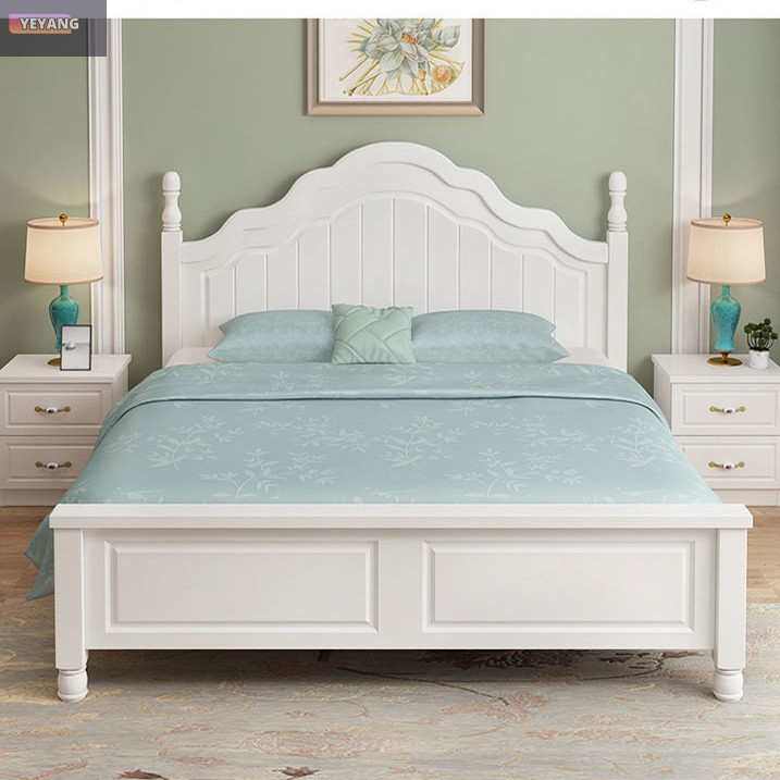 实木床双人床1.8米现代简约美式经济型卧室1米2白色公主1.5欧式床