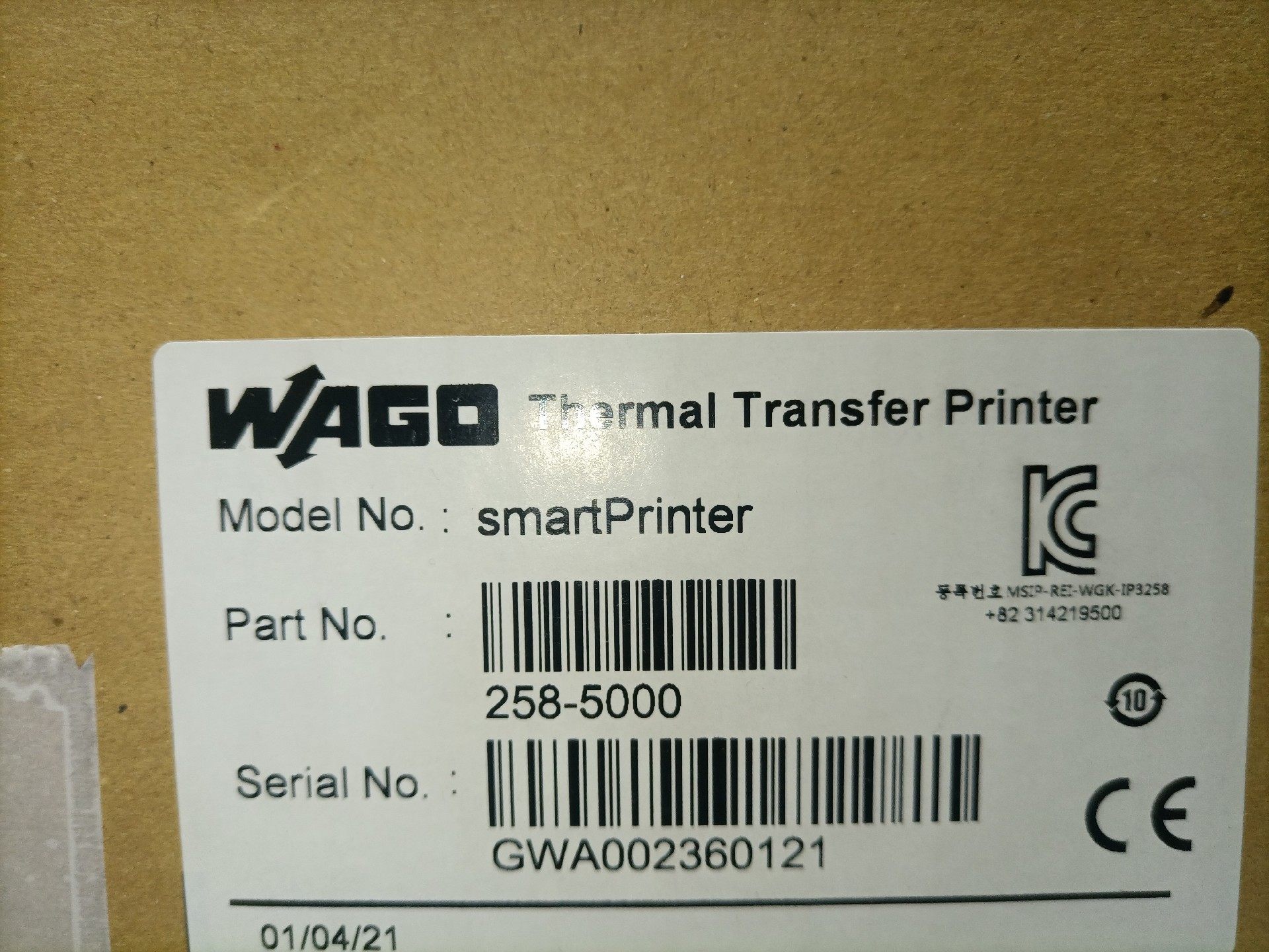 258-5000 wago热转移打印,基本,议价