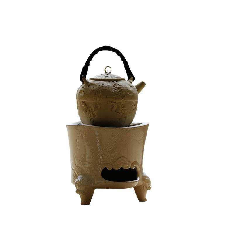 束刻 全手工粉引三省风炉耐火泥白泥复古日式围炉煮茶碳炉茶事,餐饮具,茶具架,淘宝优惠券,粉丝福利购,淘宝优惠卷