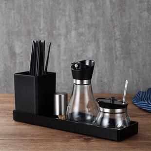 玻璃调味瓶组合商用调料盒筷子盒收纳醋瓶辣椒罐餐饮店专用牙签盒