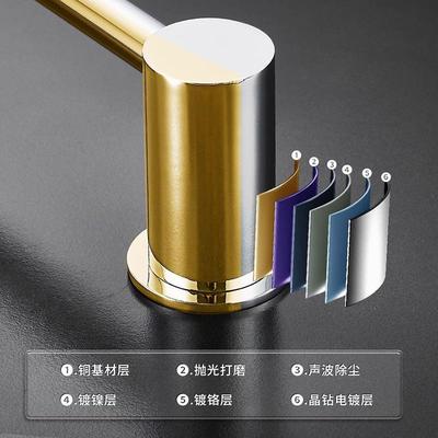 极简轻奢风全铜单毛边毛间巾单杆68架卫生浴室挂架晾毛巾杆巾置物