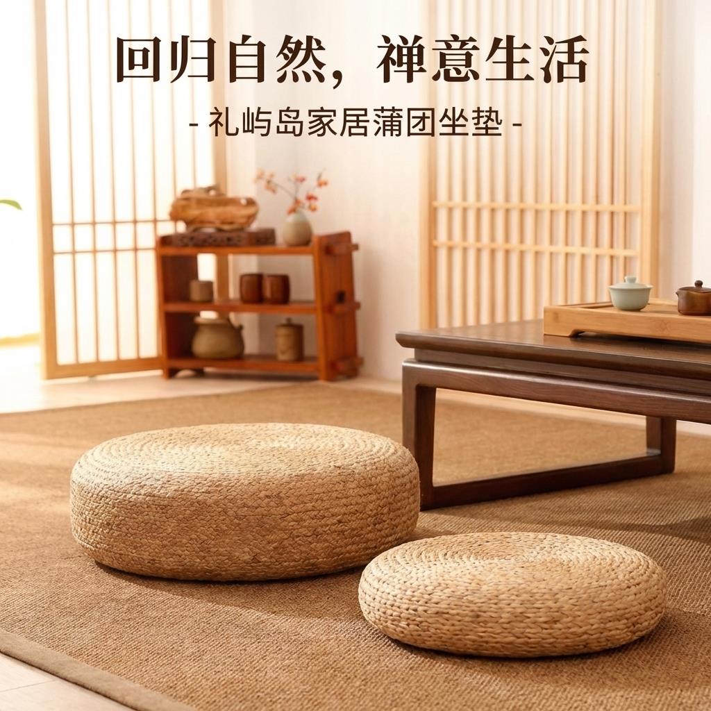 加厚草编蒲团坐垫茶道坐垫家用客厅懒人垫客厅坐墩打坐禅修专用垫