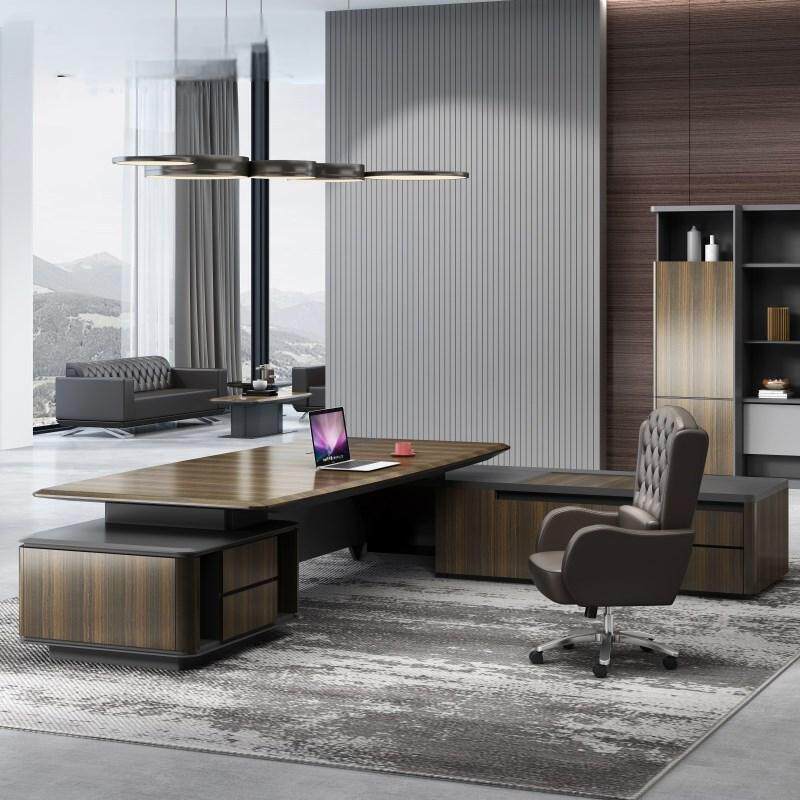 高档实木老板桌简约现代油漆大班台轻奢设计感总裁经理办公桌