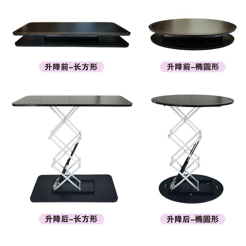 自动液压升降促销台LED发光拍拍桌前台铝合金折叠广告活动展示架
