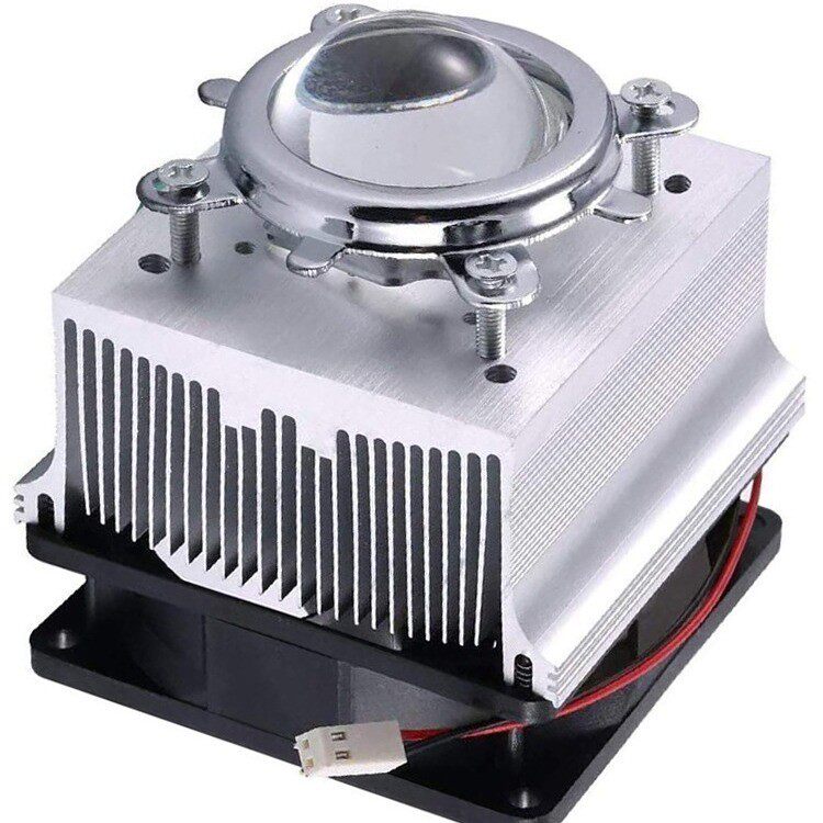 LED 散热器30W50W100W大功率LED散热器加风扇12V 44mm玻璃透镜