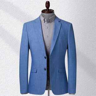 格子小西装 单秋件正装 男 薄上1158衣服套休闲男士 中年西外男春新款