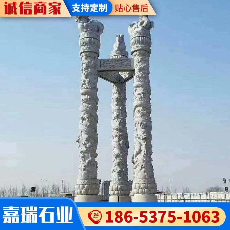 长期销售石雕龙柱 古建祠堂石雕盘龙柱 户外广场景观文化柱
