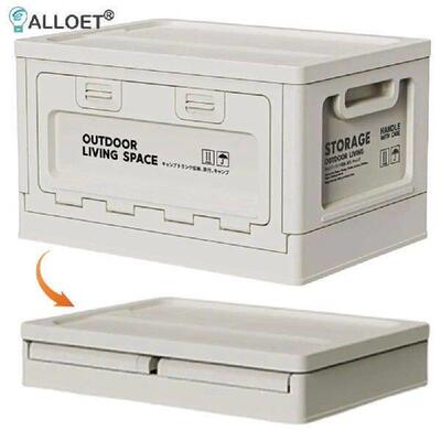 Folding Trunk Organizer with Lid Camping Storage Box Picnic