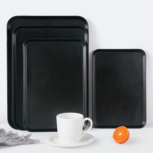 托盘商用餐饮密胺餐盘塑料黑色积水接水盘长方形盘子沥水茶盘厨房
