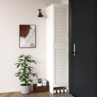 订做定制实木鞋柜松木百叶门外走廊过道40cm极窄边高柜门口玄关柜