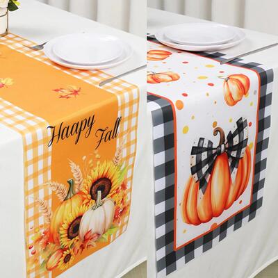 Thanksgiving Table Runner Pumpkin Decorations Fall Table Run