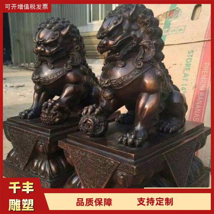 铸造中式铜狮子大型室外汇丰狮摆饰2米宫门狮铸铜工艺品