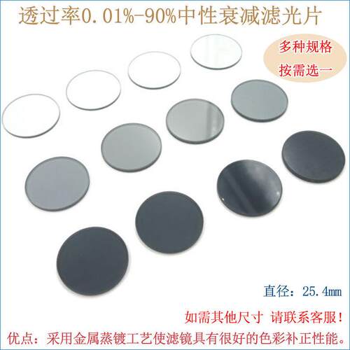 进口镀膜红绿蓝红外等全波段减光片可定制 透过率0.01%-90%衰减片