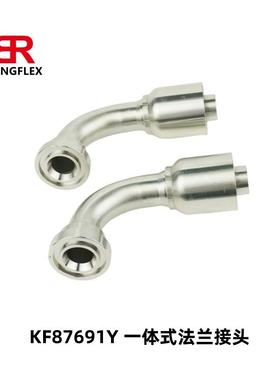 碳钢87691SAE法兰6000PSI 扣压式软管接头90度弯头87691Y