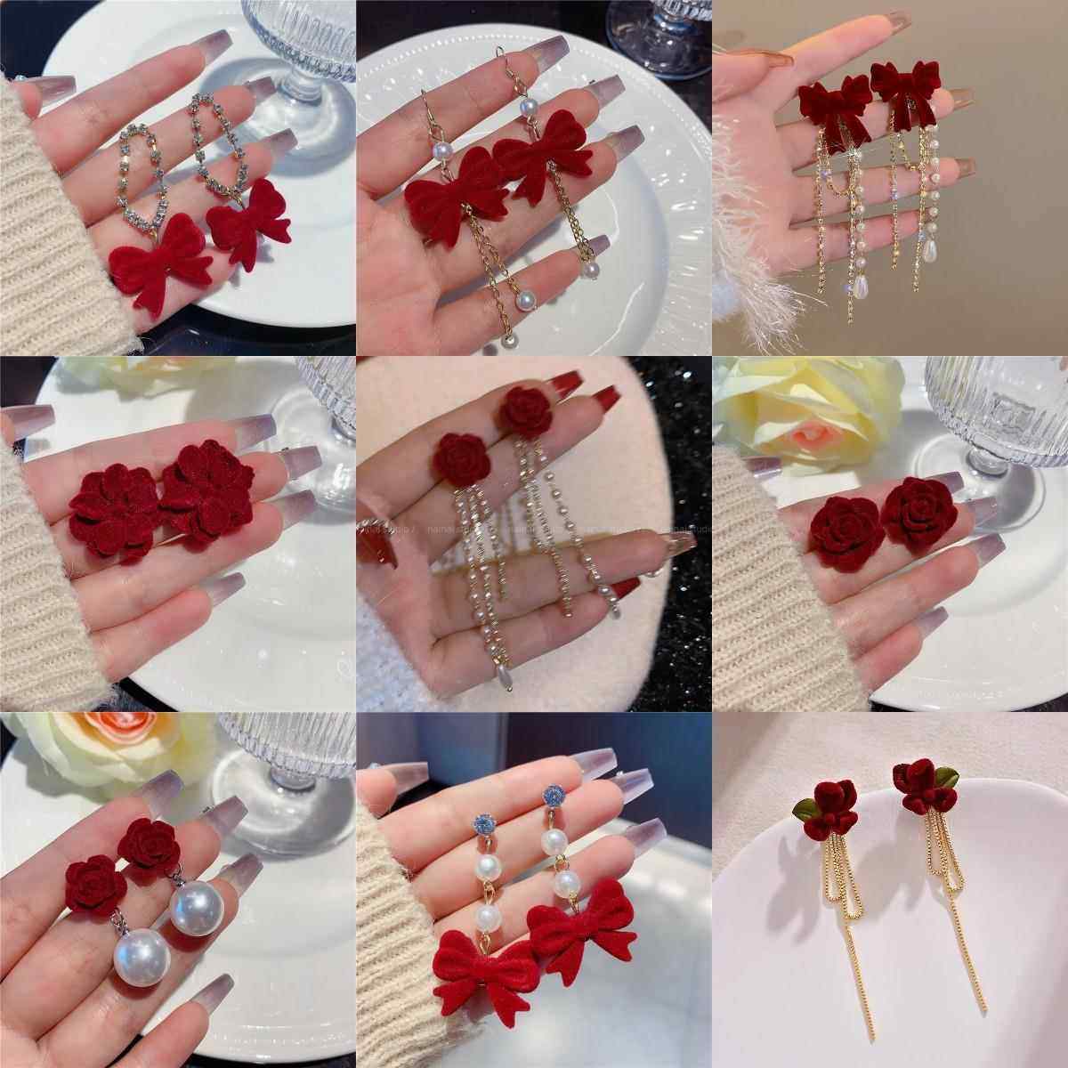 巨好看耳环红色耳钉红色丝绒蝴蝶结耳环长款流苏气质耳坠新年百搭,饰品/流行首饰/时尚饰品新,耳环,淘宝优惠券,粉丝福利购,淘宝优惠卷