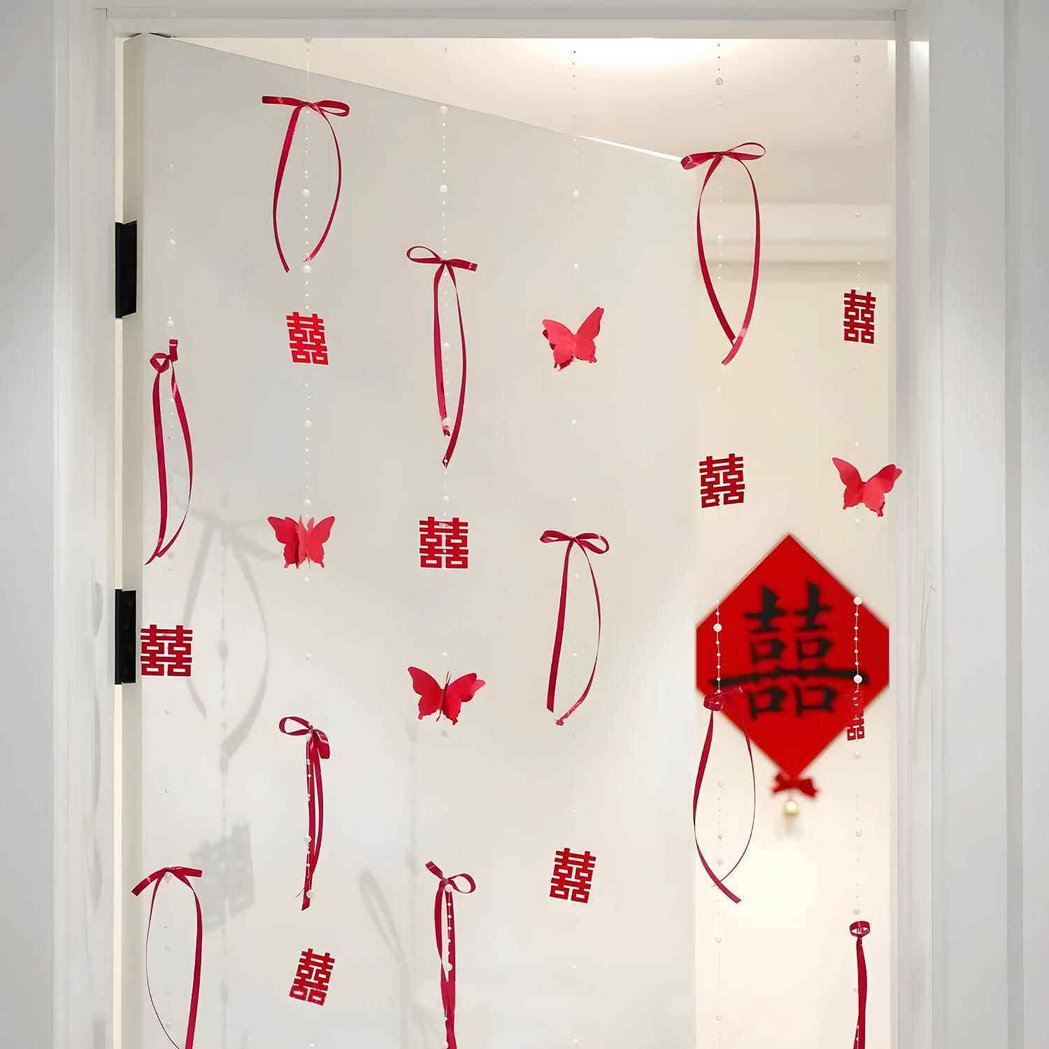 结婚门帘婚房布置新房客厅卧室房门喜字拉花装饰婚礼婚庆用品大全