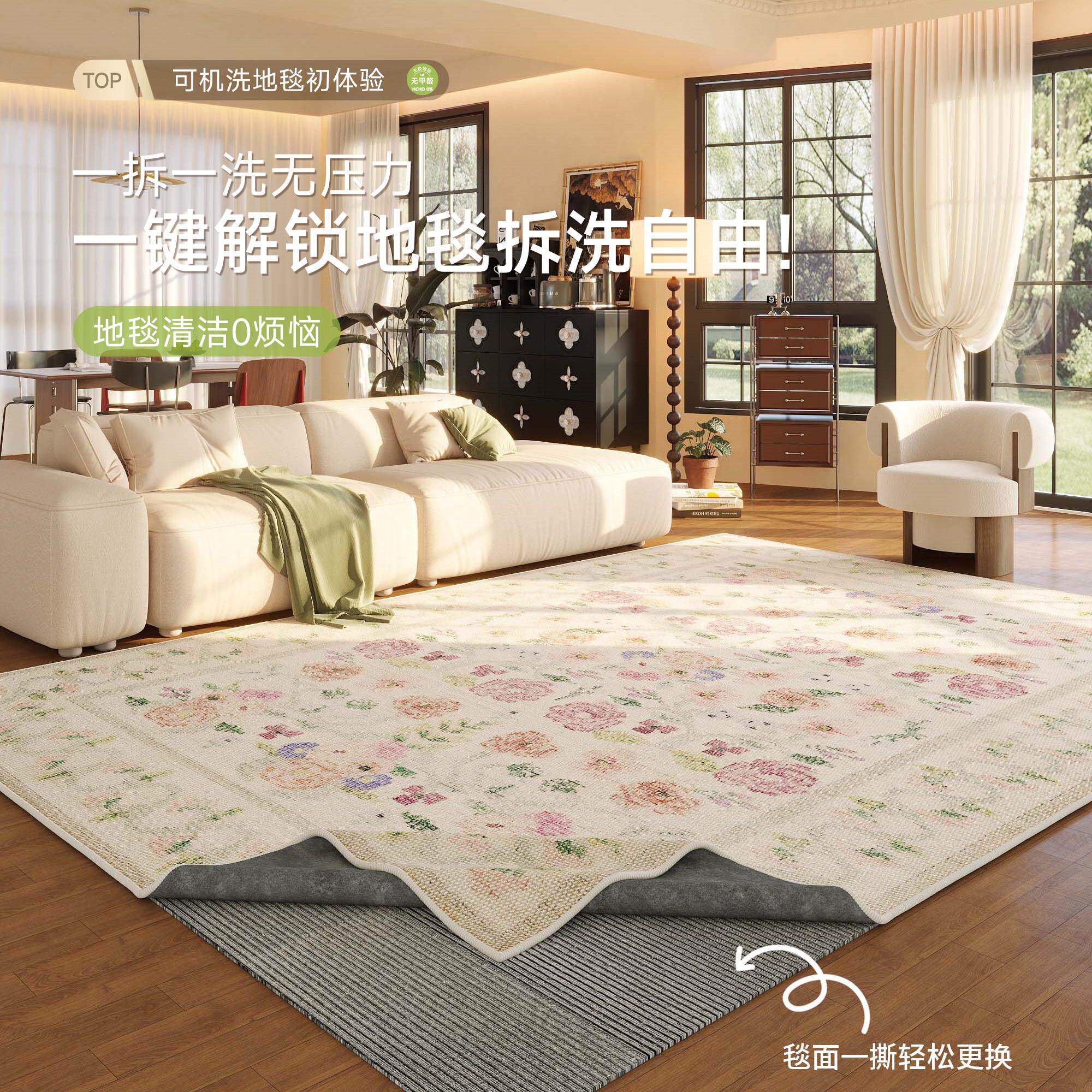 2026新款地毯客厅可拆洗法式复古轻奢高级沙发茶几毯可机洗地垫