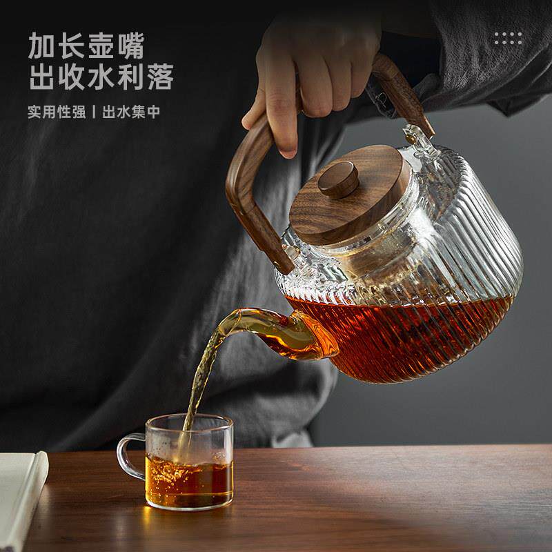 黑茶壶玻璃烧水壶耐高温梁蒸煮茶煮器晶炉专祥灵透明用泡茶炉套提