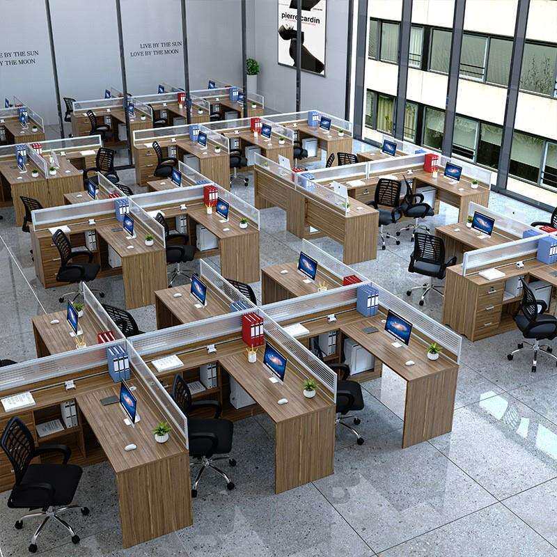 职员办公桌4人位十型办公桌工位屏风桌员工电脑桌office table