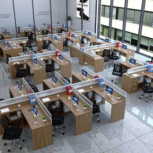 职员办公桌4人位十型办公桌工位屏风桌员工电脑桌office table
