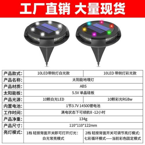 款太新阳能L插ED地埋灯 外防水TG-JG001塑料花园装饰地灯草坪景户
