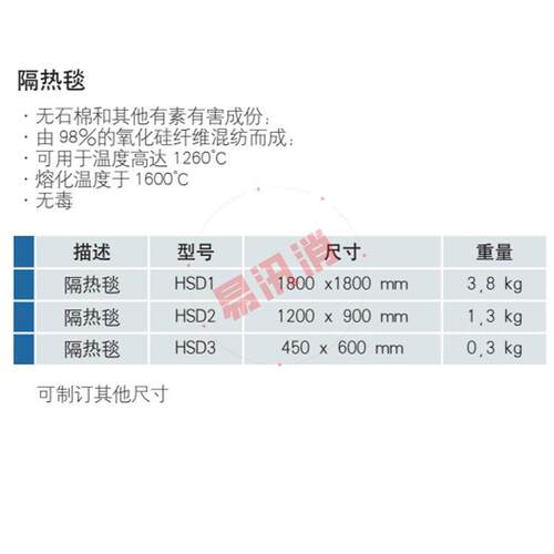 HSD℃1格隔热0毯可用于温度高达126阻燃布多种规方形阻热毯8888
