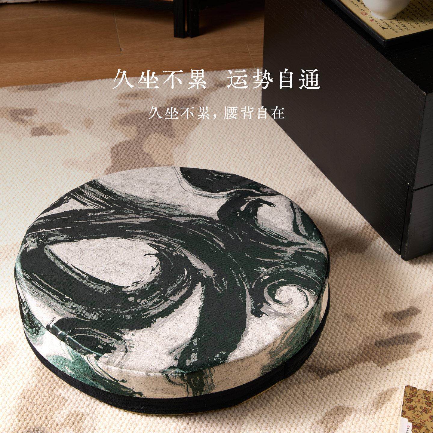 中古风坐垫禅修圆形打坐垫茶道地上垫子实木椅子软垫板凳座垫加厚