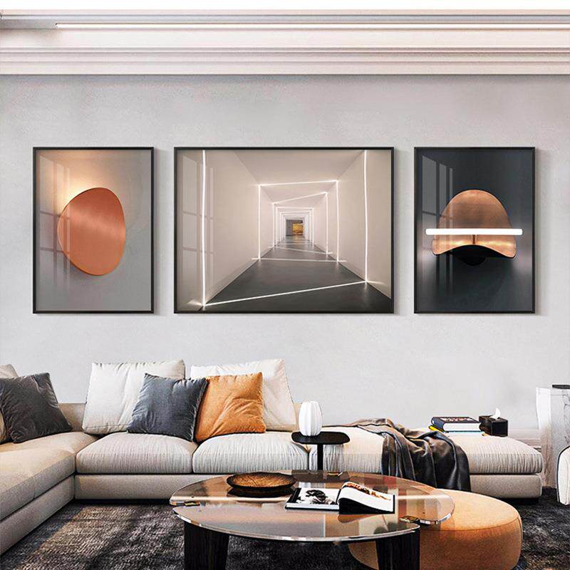 新款直销客厅装饰画大气沙发背景墙现代简约办公室挂画延展空间抽
