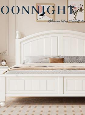 美式白色全木见详情床1.实8米主新卧小户代型1.5米现简约双人青少