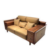 新极现代木简约层意家具组合黑胡桃简大平客厅别墅式 中式 实木沙发