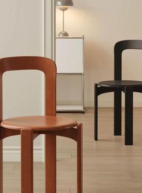 中古风餐椅实木餐椅家用现代简约阳台靠背休闲椅彩色rey餐椅