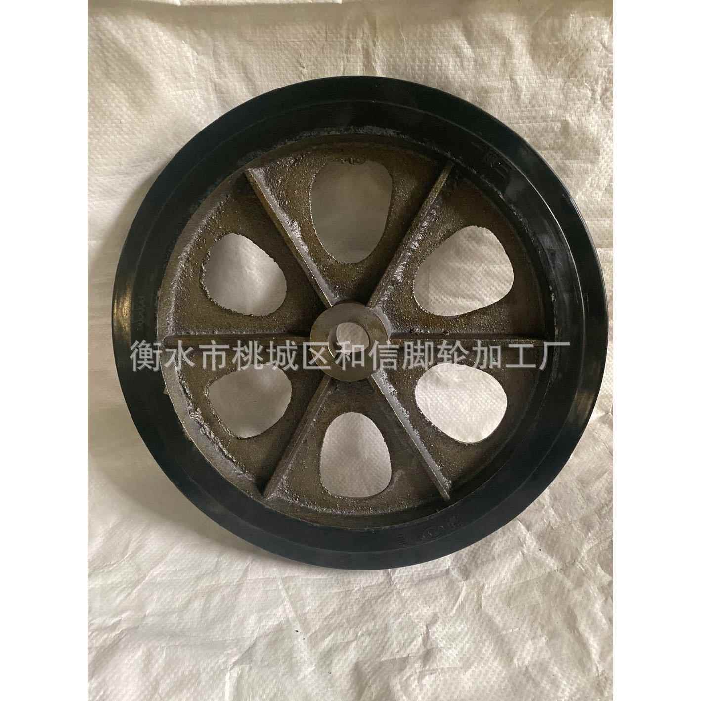手推拖车轮子实心橡胶轮4承0直径重1型铁芯耐磨高载60108寸14寸轮