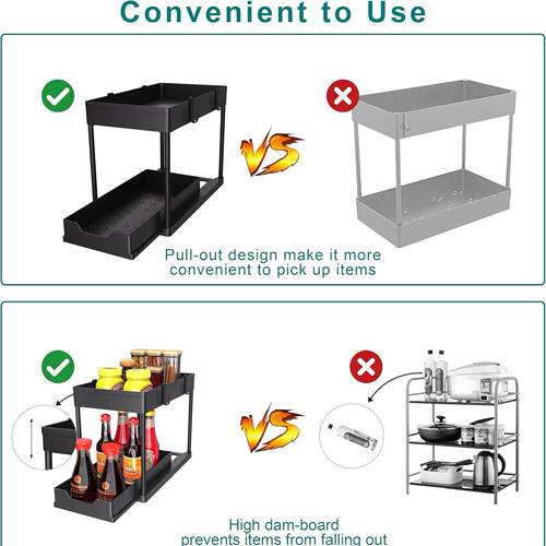 Under Sink Organizer Sliding Bathroom Kitchen Organization